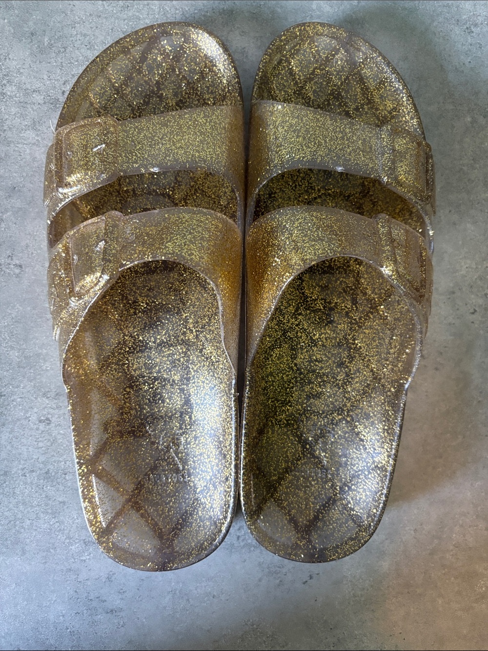 Cacatoes Women's Glitter Jelly Slide Sandals - Gold